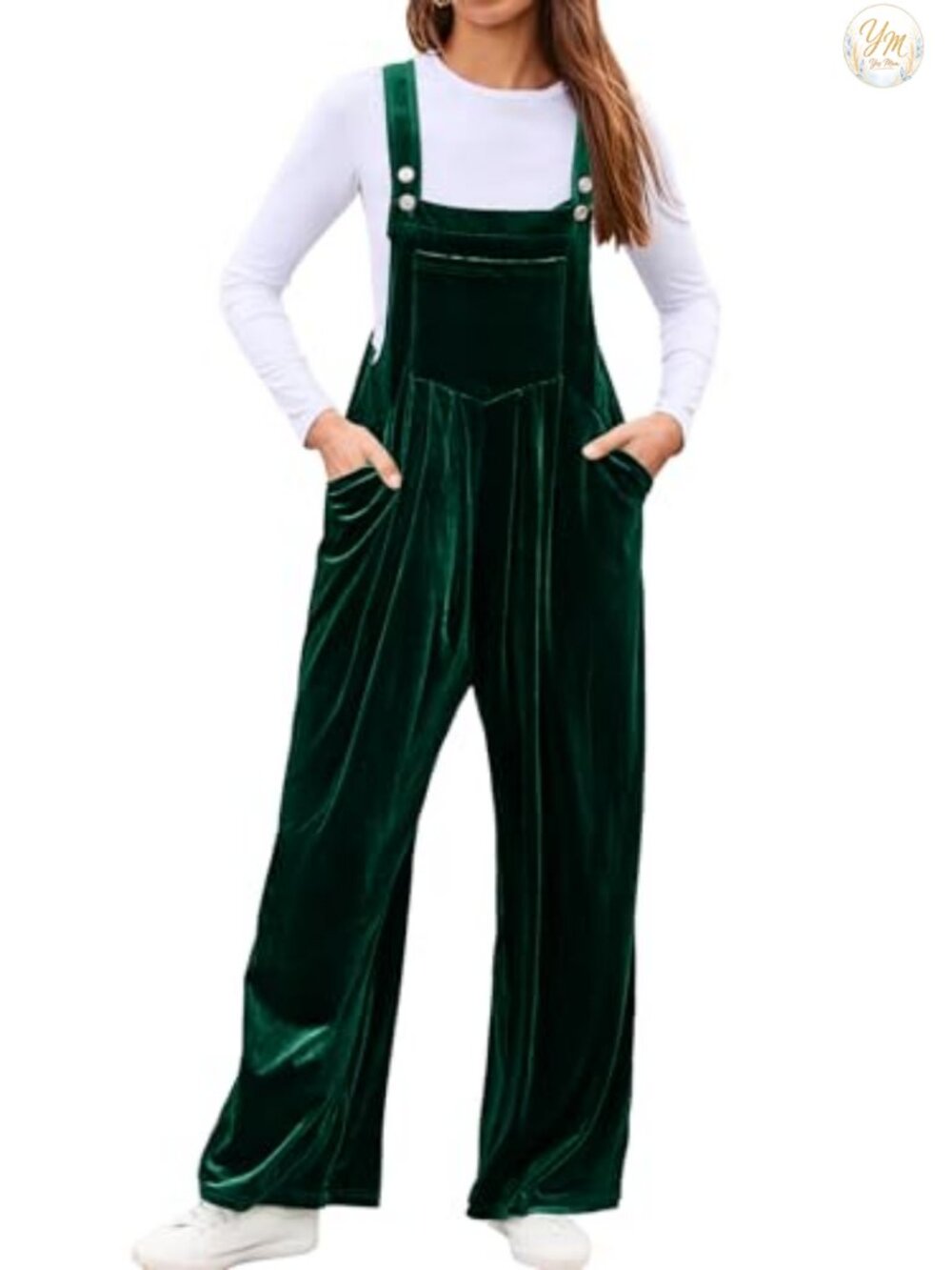 Velvet Sleeveless Wide Leg Jumpsuit with Pockets